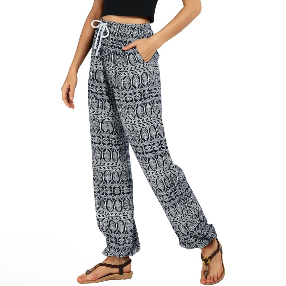 ☼ Urban CoCo Women's Floral Print Summer Boho Pants Harem Beach Vacation Pants ☼